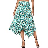 Urban CoCo Women's Flowy Stretchy Skirt Handkerchief Hemline Midi Skirt