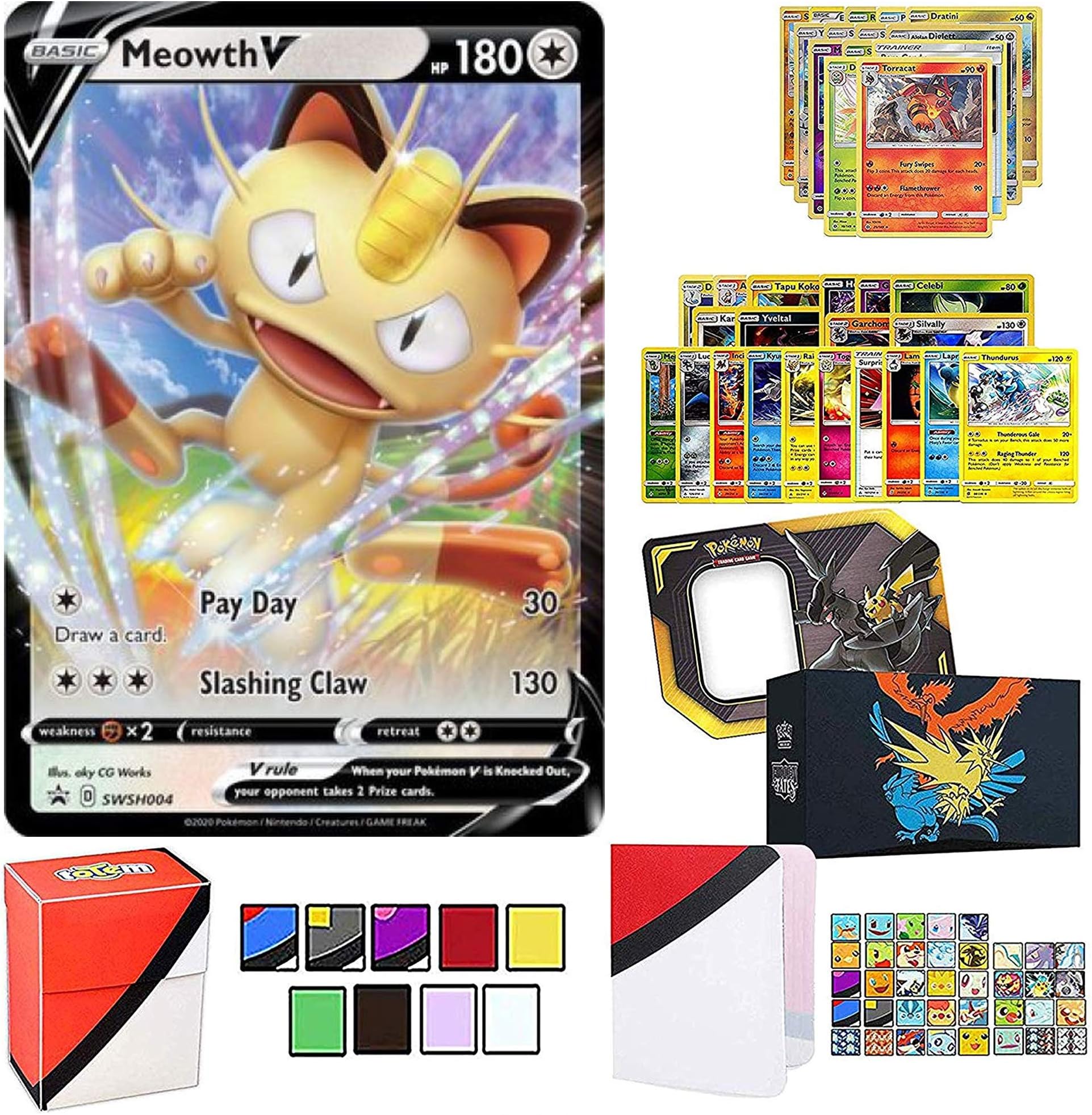 Totem World V Card Ultra Rare with 10 Rares 10 Foil Holo, 40 Regular Cards, Totem Deck Box & Mini Binder Collectors Album in Storage Case, Tin, or Box