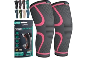 Modvel Knee Compression Sleeve for Knee Pain Relief & Knee Support - Pack of 2 Knee Sleeves for Women & Men, 1 Pair of Knee Brace for Running, Cycling, Workout, Sports, & Recovery - X-Large, Pink
