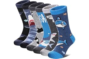 FNOVCO Kids Merino Wool Hiking Socks Toddlers Boys Girls Cozy Thermal Winter Thick Warm Crew Socks 6 Pairs
