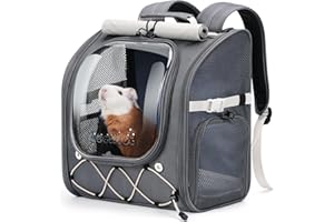Pecute Small Animal Backpack Small Animal Bag Guinea Pig Carrier, Clear Window for Guinea Pig, Rabbit, Bearded Dragon, Squirr