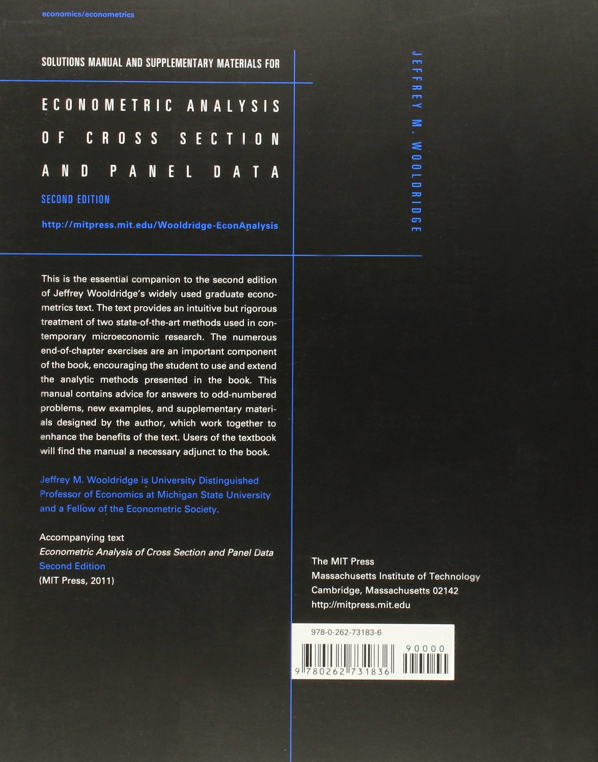 Student's Solutions Manual and Supplementary Materials for Econometric  Analysis of Cross Section and Panel Data Mit Press: Amazon.de: Jeffrey M.  Wooldridge: ...