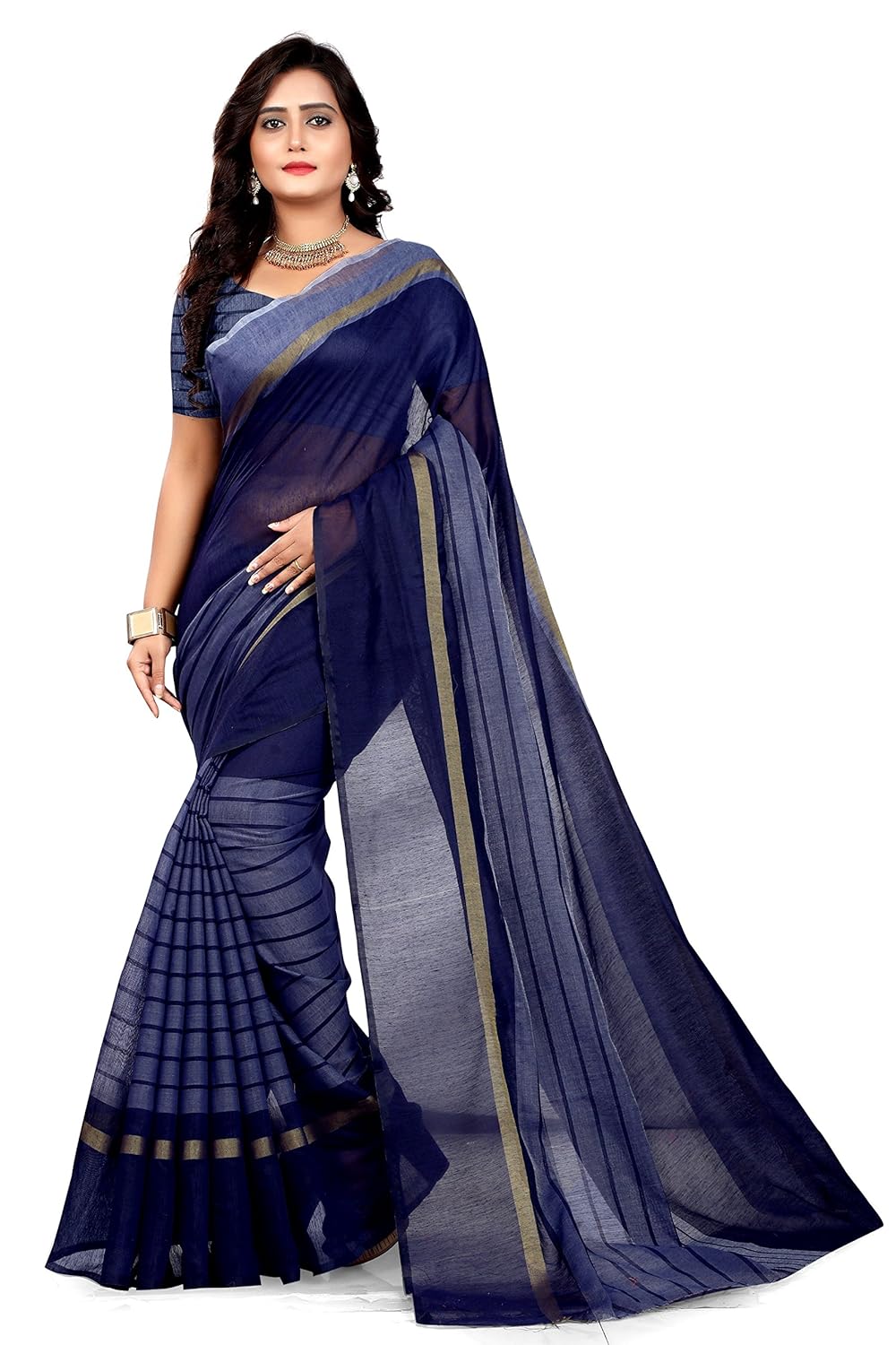navya fashion women's poly cotton sarees (nav400_multi-coloured_free size)
