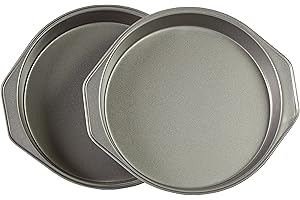 Amazon Basics Nonstick Round Baking Cake Pan, 9 Inch, Set of 2, Gray