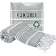 Cacala 100% Turkish Cotton Kitchen Tea Towels, Highly Absorbent Luxury Soft Quick Drying Dish Towel with Hanging Loop for Gym