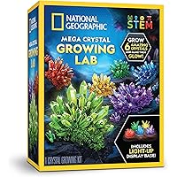 National Geographic Mega Crystal Growing Kit for Kids- Grow 6 Crystals with Light-Up Stand, Science Gifts for Kids 8-12, Crys