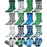 ShinyMatch 12 Pair Men's Golf Socks Bulk Fathers Day Gift Novelty Text Design Funny Golf dad Birthday Gift for Men Size 10-13 for Sport Male Lovers