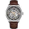 Stuhrling Original Men's Automatic Skeleton Dress Watch Genuine Leather Band with self Winding Mechanical Movement
