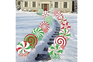 OUDDY MODE Candy Christmas Decorations Outdoor, 15 Pcs Christmas Yard Signs with Stakes Large Candy Ornaments Outside for Winter Christmas Lawn Porch Decor