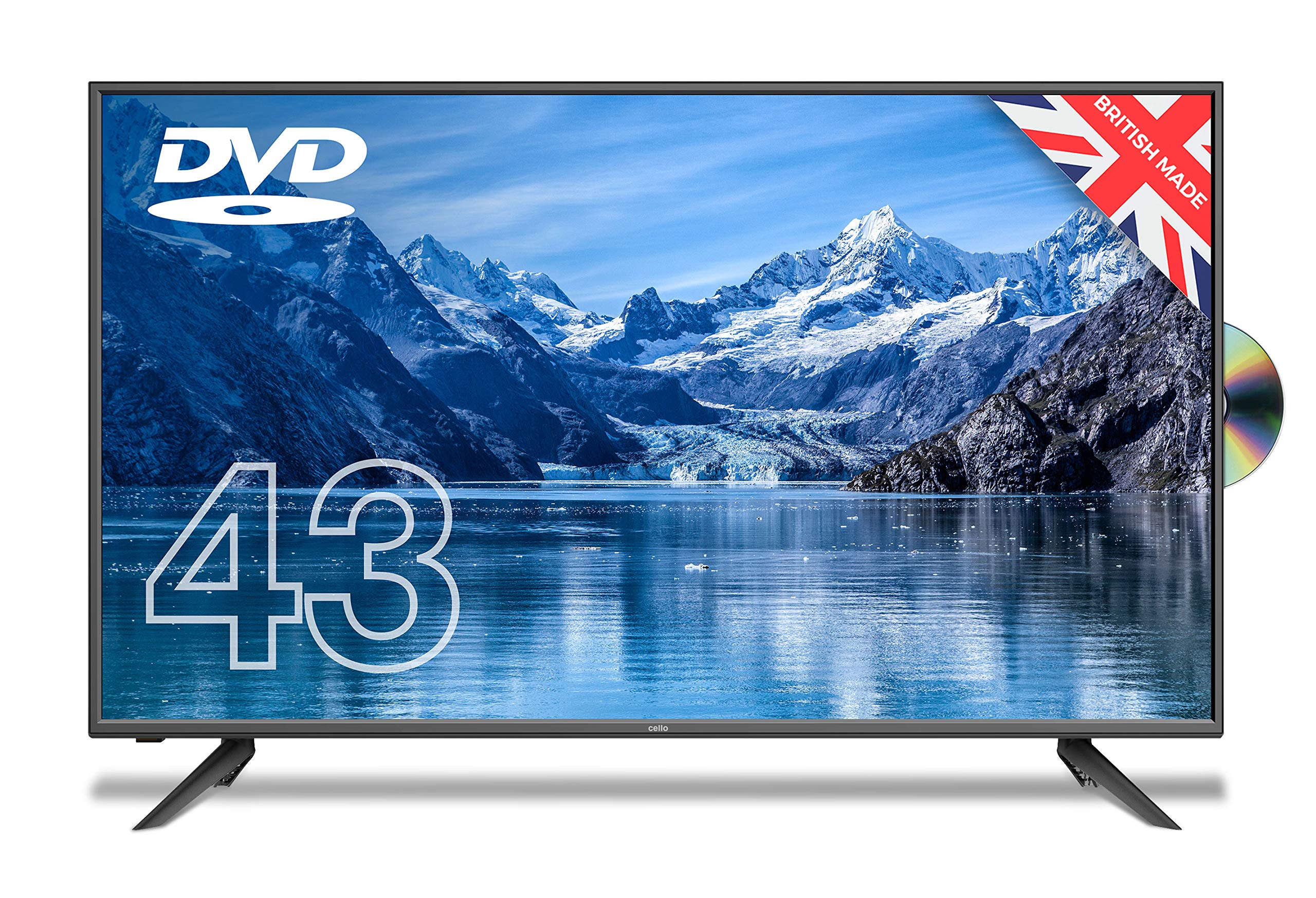 Cello C4320F 43 inch Full HD LED TV with Built-in DVD player and Freeview HD Built in Satellite receiver 3 x HDMI and USB 2.0 to record Live TV Easy to Setup Non-Smart Made in the UK