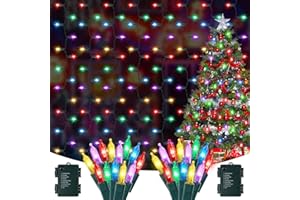 RECESKY Christmas String Lights with Built-in Timer - 2 Pack 50 LED 17ft Fairy Mini Battery String Light for Outdoor Indoor Garden Party House Wreath Xmas Decor Christmas Tree Decoration Multi Color