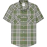 Dubinik®50% Viscose derived from Bamboo,50% Polyester Mens Short Sleeve Western Cowboy Pearl Snap Casual Plaid Shirts for Men