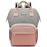 GAIVP Diaper Bag Backpack, Diaper Bags for Baby Girls Boys, Baby Bags for Moms Dads, Nappy Changing Bag with Insulated Pockets,Multi-functional Waterproof Backpack with Stroller straps-Pink