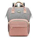GAIVP Diaper Bag Backpack, Diaper Bags for Baby Girls Boys, Baby Bags for Moms Dads, Nappy Changing Bag with Insulated Pockets,Multi-functional Waterproof Backpack with Stroller straps-Pink