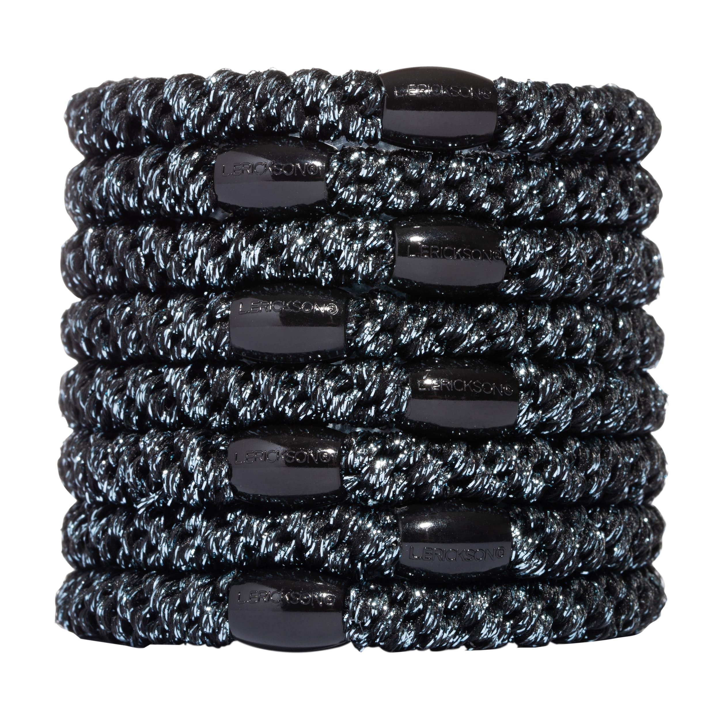 L. Erickson Grab & Go Ponytail Holders, Graphite Metallic, Set of Eight - Exceptionally Secure with Gentle Hold