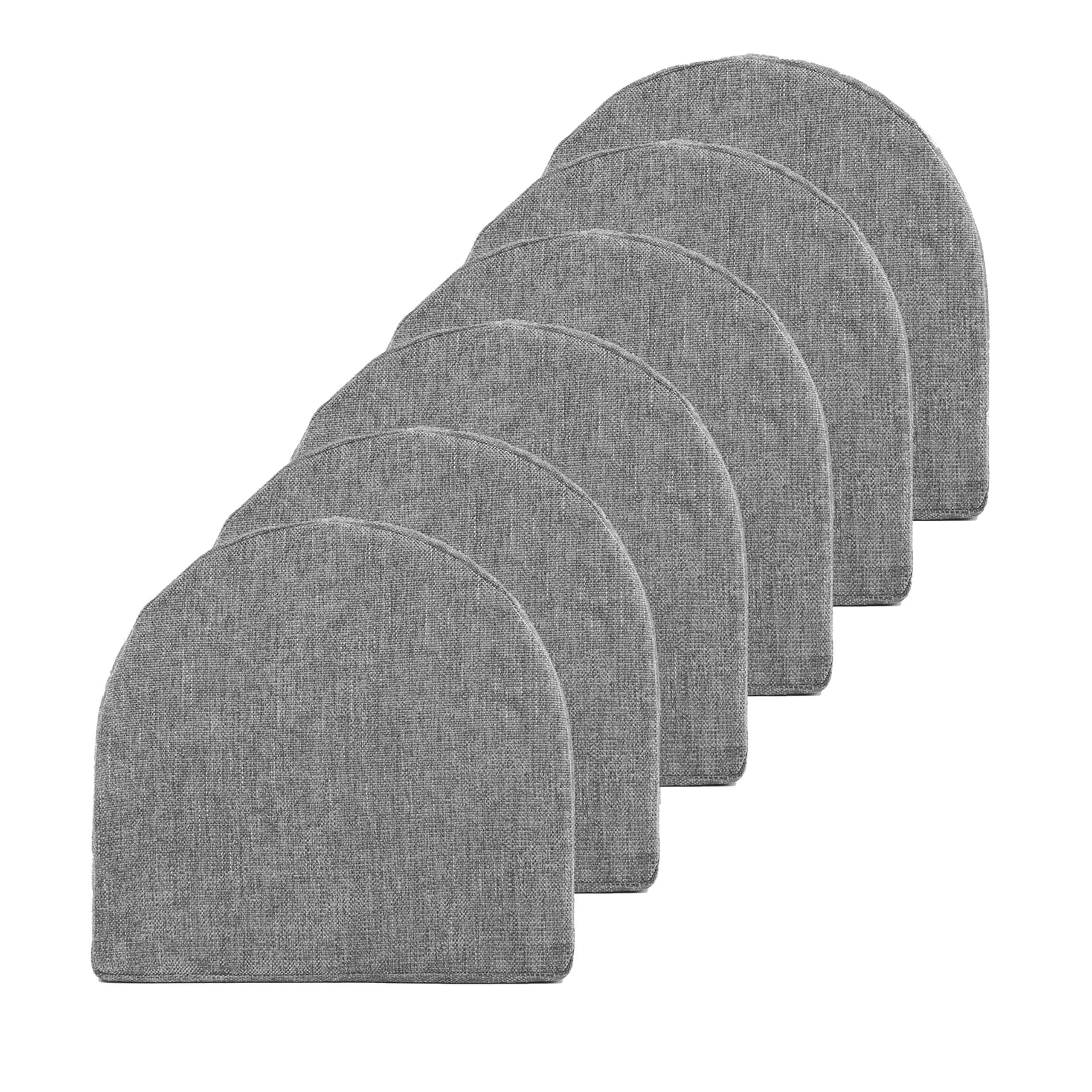 Chair Cushions 100% High Density Memory Foam Pads U Shaped 17″ x 16″Non Slip Skid Rubber Back Seat Cover, 6 Pack, Gray