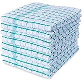AMOUR INFINI Kitchen Dish Cloths Set of 8 - Ultra Soft, Highly Absorbent, Quick-Drying Terry Cotton Dishcloths 12"x12" Inch Wash & Cleaning Cloths for Kitchen & Dishwashing (Teal)