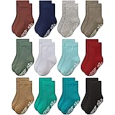 RATIVE Non Skid Anti Slip Crew Socks With Grips for Baby Infant Toddlers Kids Boys