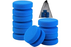 Aodaer 6 Pack Sponge Applicator Paint Sponge Applicator Blue Paint Detail Sponge Used for Art Crafts or Car Waxing with Mesh Hanging Storage Bag, Blue Round 3.1 Inches
