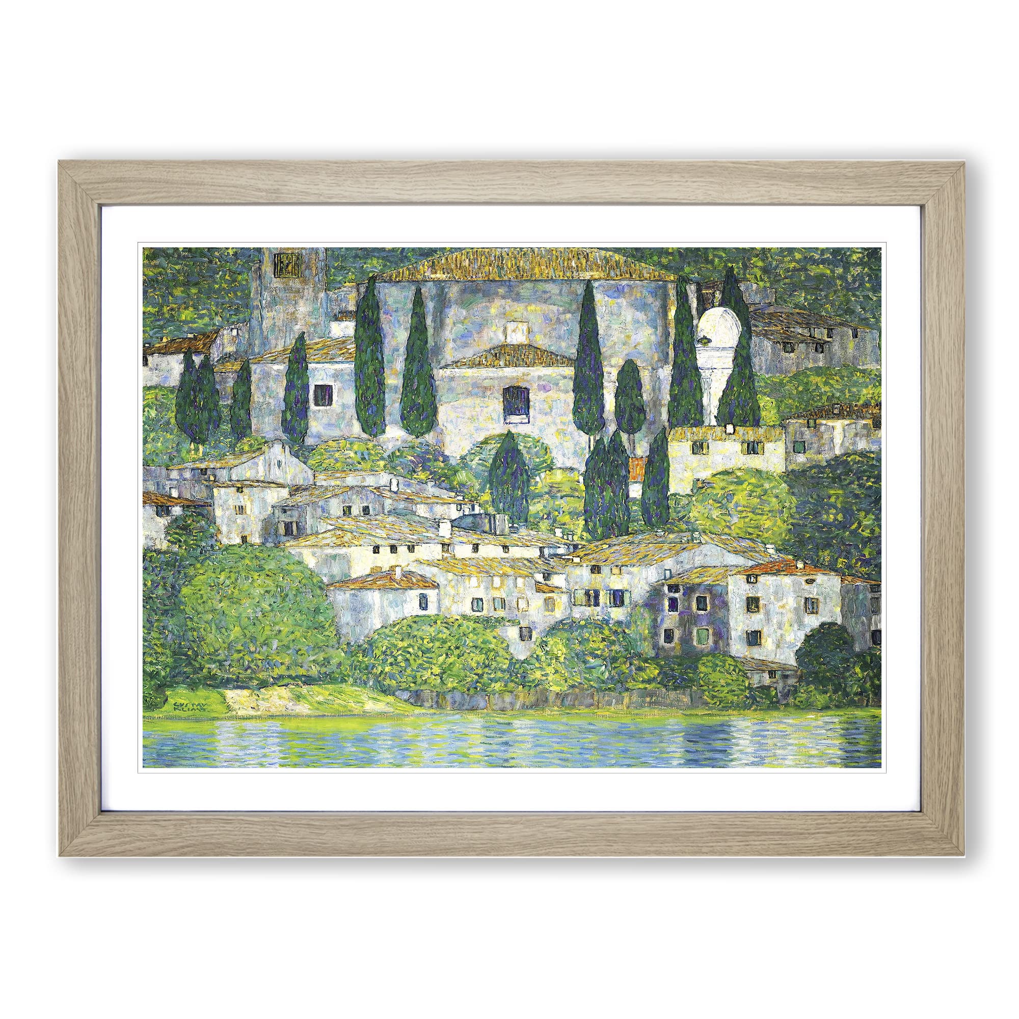Church In Cassone By Gustav Klimt Classic Painting Framed Print | A3 Oak Framed Wall Art | Ready to Hang | Classic Religious Picture | Living Room Bedroom Lounge Office