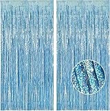 Blue Foil Fringe Curtain 2 Pcs 1x2.5m Party Backdrop