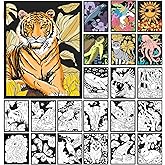 HOTPLACY 48 Pcs Fuzzy Velvet Coloring Posters Animal Fuzzy Posters to Color for Adults Teenagers Large Poster DIY Coloring Sheets for Classroom Festive Holiday Arts Crafts Activity,24 Style
