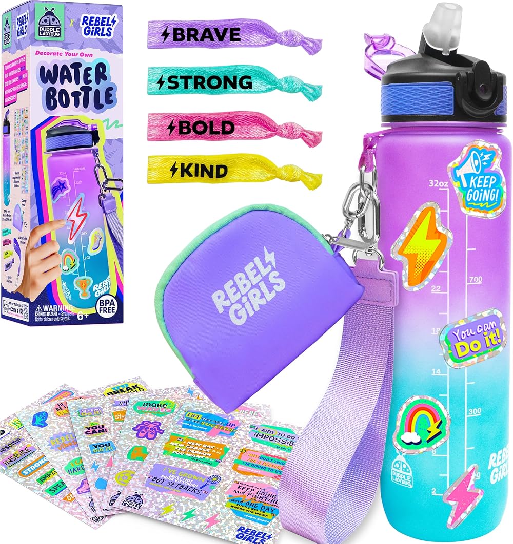 Purple Ladybug Rebel Girls Decorate Your Own Water Bottle Kit