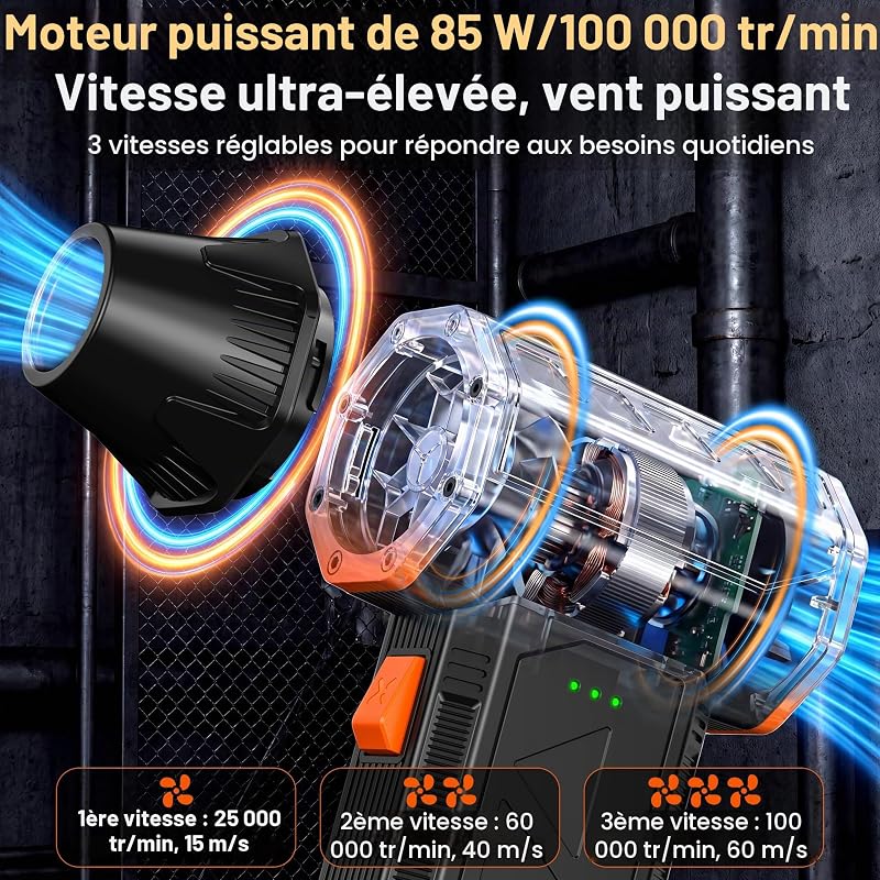Souffleur Air Comprimé,100 000 tr/min Mini Souffleur Sans Fil