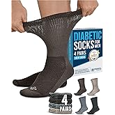 Doctor's Select Diabetic Socks for Men - 4 Pairs Crew Diabetic Neuropathy Socks for Men | Diabetic Socks for Men 9-12