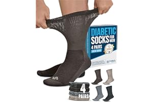 Doctor's Select Diabetic Socks Men - 4 Pairs Crew Diabetic Neuropathy Socks for Men | Diabetic Socks for Men 9-12