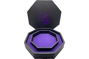 Purple Dragon - D&D Dice Tray of Holding by Norse Foundry, 8” Octagon Shape Dice Rolling Tray for Dice Games Like RPG and DND, Dice Box Storage, Removable Top Lid – Soft Padded Inner Lining