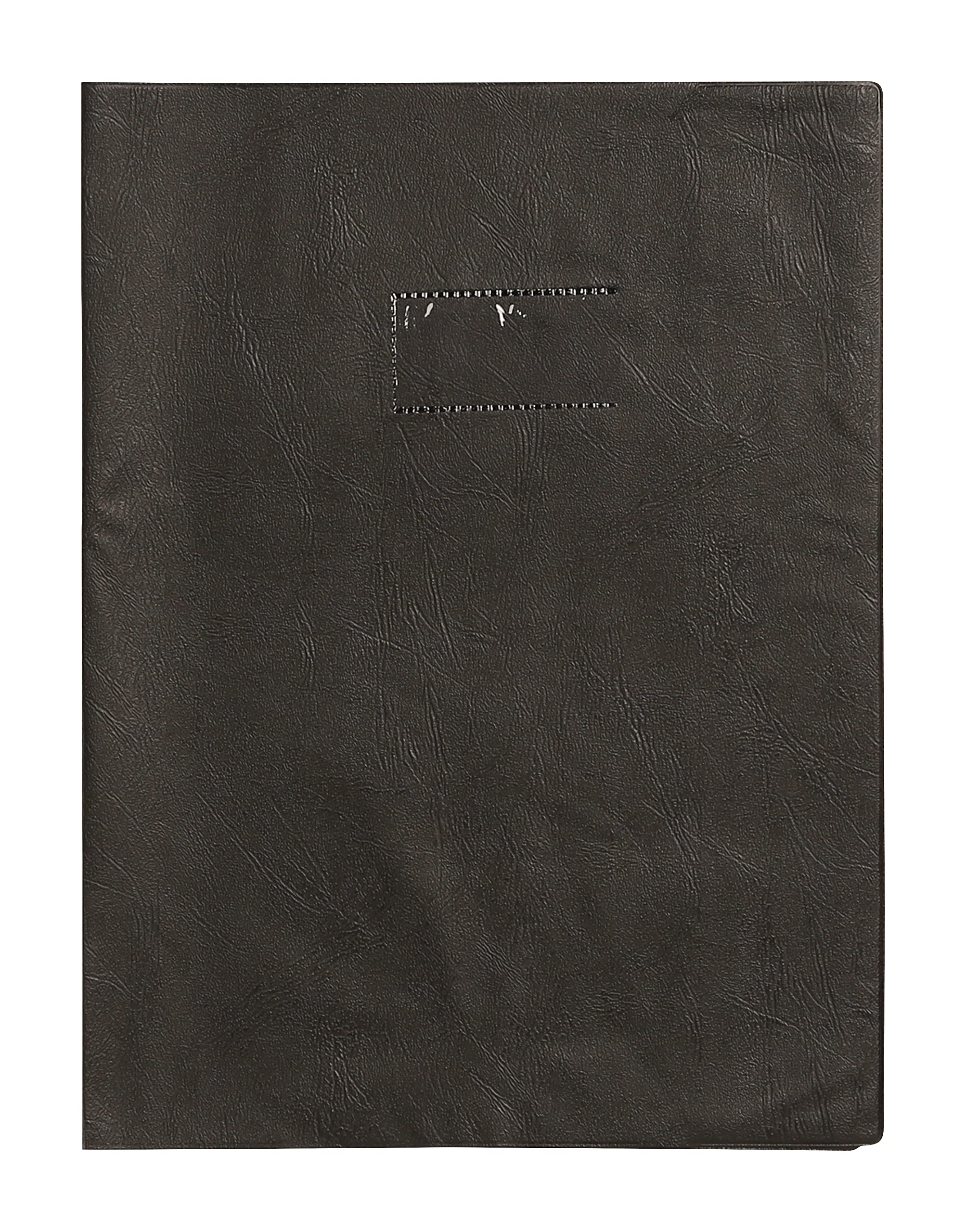 Calligraphe 72207C - Grain Leather Notebook Protector Black - Dimensions: A4 21x29.7 cm - 22/100th with Label Holder - PVC Opaque - Manufactured in France