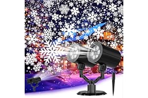 Christmas Projector Lights Outdoor, GUSODOR Dynamic Snowflake Projector IP65 Waterproof 360°Rotating LED Projection Lights for Indoor Outdoor Christmas Decoration, Holiday, Yard Decor-Dual-Head A