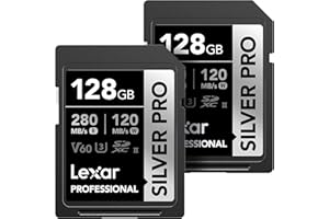 Lexar 128GB (2-PK) Professional SILVER PRO SD Card, UHS-II, C10, U3, V60, Full HD, 4K, Up To 280MB/s Read SDXC Memory Card, f
