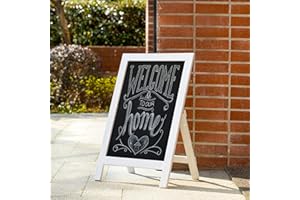 EUTY Farmhouse 20” x 30” Festival White Wooden A-Frame Sandwich Chalkboard Sign Large Chalkboard Easel Display Standing & Hanging Handcrafted Chalkboard Countertop Memo Decor Board