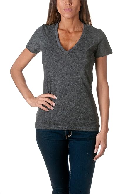 Download Bella Canvas Ladies Jersey Deep V Neck Tee Dark Grey Heather 6035 At Amazon Women S Clothing Store