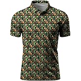 WeWrsyi Mens Golf Shirt Dry Fit Performance Moisture Wicking Short Sleeve Print Casual Collared Polo Shirts for Men