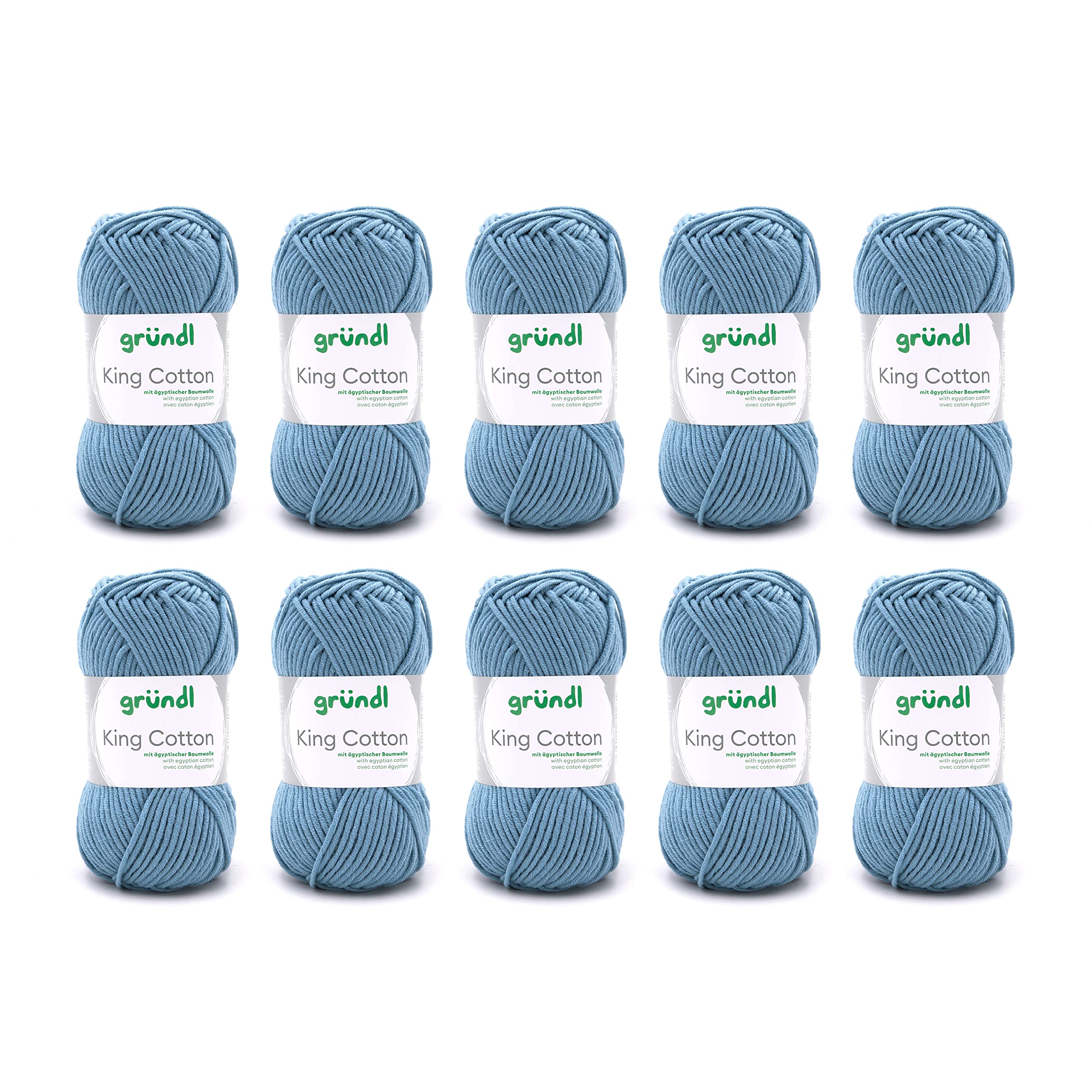 Gründl Wool King Cotton - Thick Wool for Knitting - Knitting Yarn - Crochet Yarn - Soft and Skin Friendly - 55% Polyacrylic, 45% Cotton - 10 Balls 50 g / 78 m - Needle Size 6-7 - Jeans