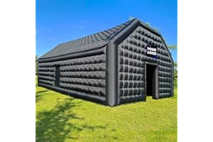 WARSUN 30x20x13Ft Inflatable Nightclub with Blowers 680W+680W Large Black Inflatable Nightclub Party Tent for Adults Cube Gazebo Event House for Birthday Wedding Christmas Raves Dance Floor Yard Party