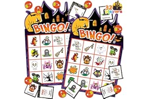 JOYIN 32 Players Halloween Bingo Game, Kids Bingo Cards Set for Large Group School Classroom Family Activities, Halloween Party Games, Halloween Party Supplies Card Game