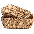 Small Wicker Baskets for Organizing 2 Pack, Hand Woven Baskets for Storage, Towels and Toilet Paper Organization, Woven Gift Basket,Countertop Baskets Set for Organizing