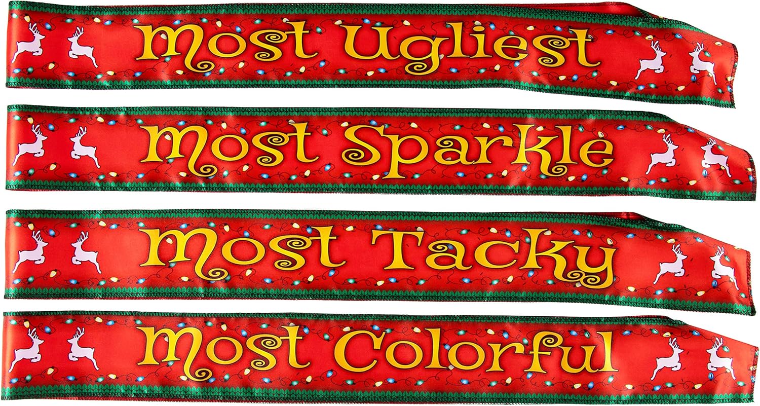 Amazon.com: Funny Christmas Sashes - 4-Pack Polyester Sash with Most