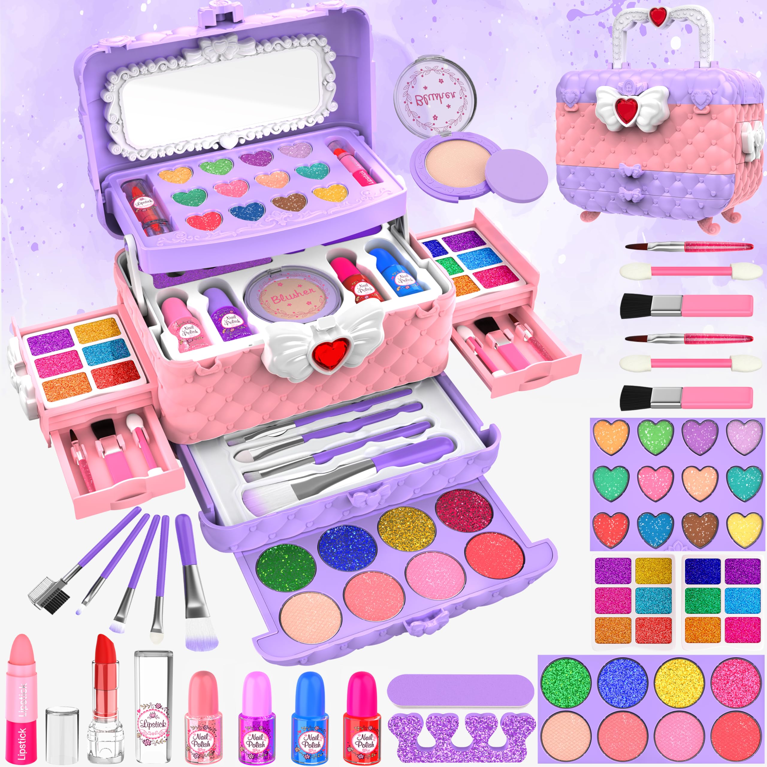 Kids Makeup Sets For Girls - Girls Toys Children Makeup Set Washable Make Up Set for Little Girls,Princess Play Games Kids Toys Presents,Teenage Girls Gifts Christmas Birthday For Age 4-12 Year Old