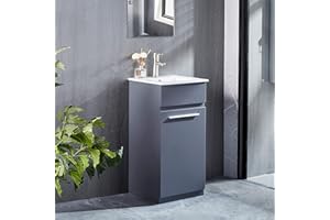 DELAVIN 16"x16" Bathroom Vanity and Sink Combo, Free Standing, MDF Board Bathroom Vanity Set with Ceramic Vessel Sink, Modern Storage Cabinet for Small Space (Gray)
