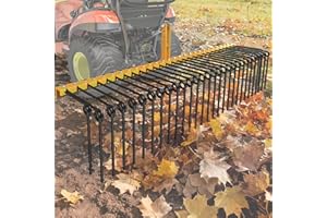 YITAMOTOR 72" Tow Behind Landscape Rake, 3 Point Quick Hitch Lawn Dethatcher Rakes with 32 Steel Tines for Category 1 Tractors, Heavy Duty Powder Coated Finish Tools for Leaves, Pine Needles, Straw