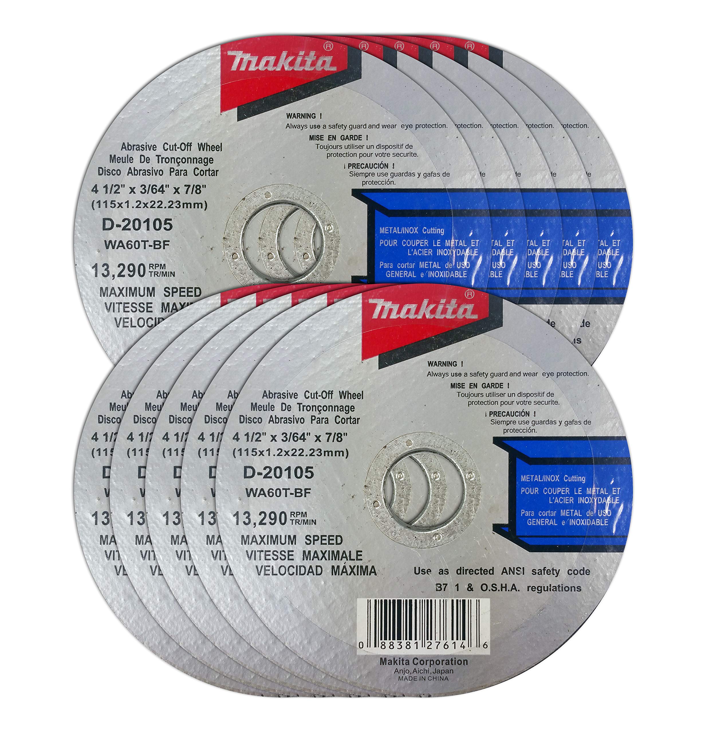 Makita 10 Pack 4.5" Cut Off Wheels For Grinders Aggressive Cutting