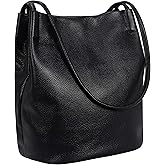 Iswee Genuine Leather Tote Bucket Bags Hobo Shoulder Bags Purse and Handbags for Women Trendy