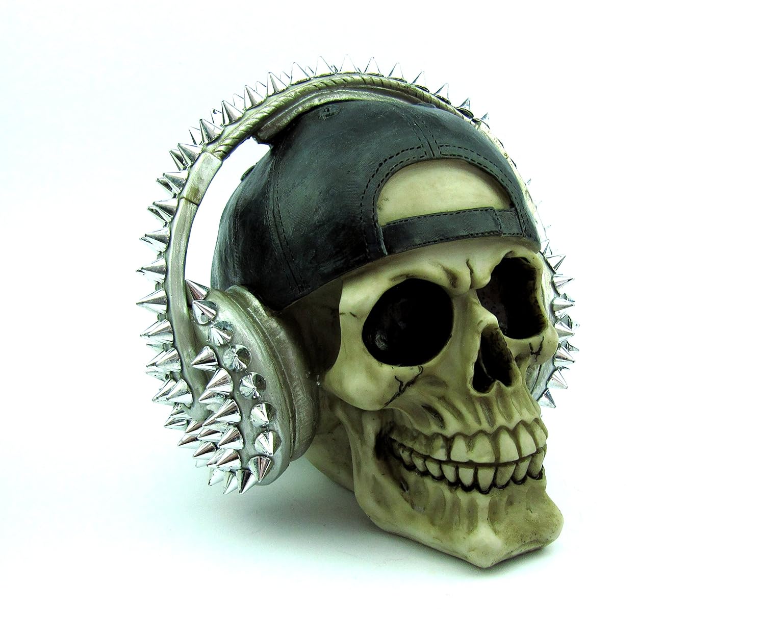 Deko Totenkopf Toten-Schädel Skull mit Basecape und Kopfhörer Geschenk