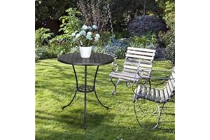 OUTGOODS 24 Inch Round Outdoor Bar Table for Patio - Rust-Resistant Metal Bistro Table with Umbrella Hole - Perfect for Garden, Poolside, Deck, Balcony & Porch