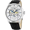 Stuhrling Original Mens Automatic Skeleton Watch - Black Leather Strap, Mechanical Silver Executive Watch